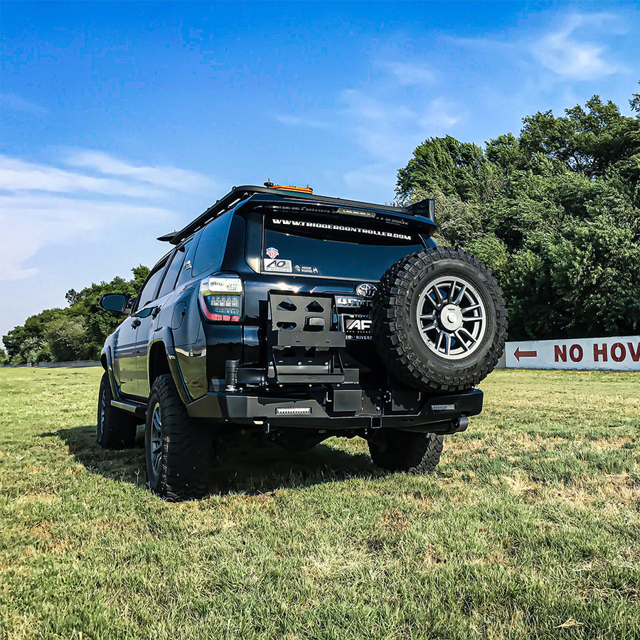 AFN 4x4 Accessories 48002651 | Rear Bumper w/ Wheel Carrier & Jerrycan Holder | Toyota 4Runner 2018-2024 on a black SUV
