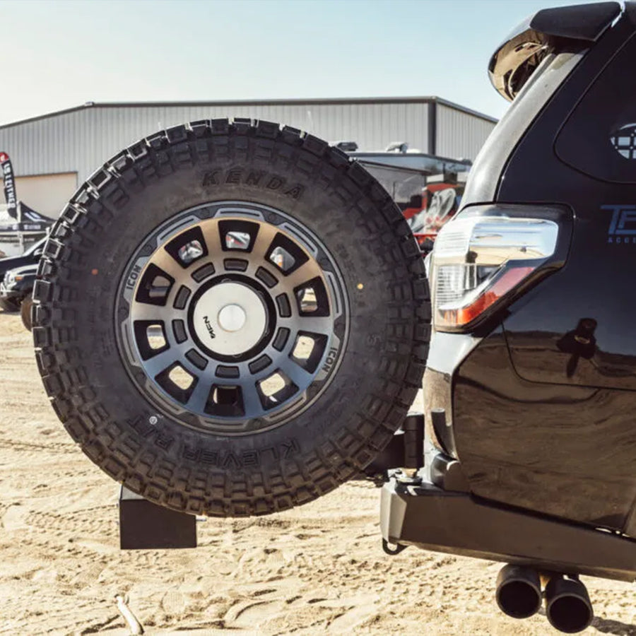 48002651 | Rear Bumper w/ Wheel Carrier & Jerrycan Holder | Toyota 4Runner 2018-2024 with mounted spare tire